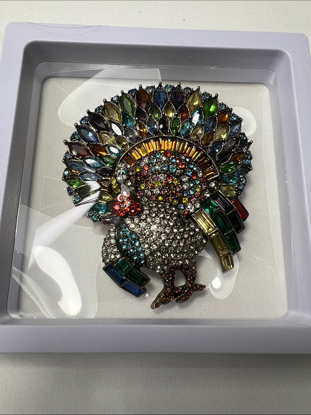 Multicolor Crystal Turkey Brooch